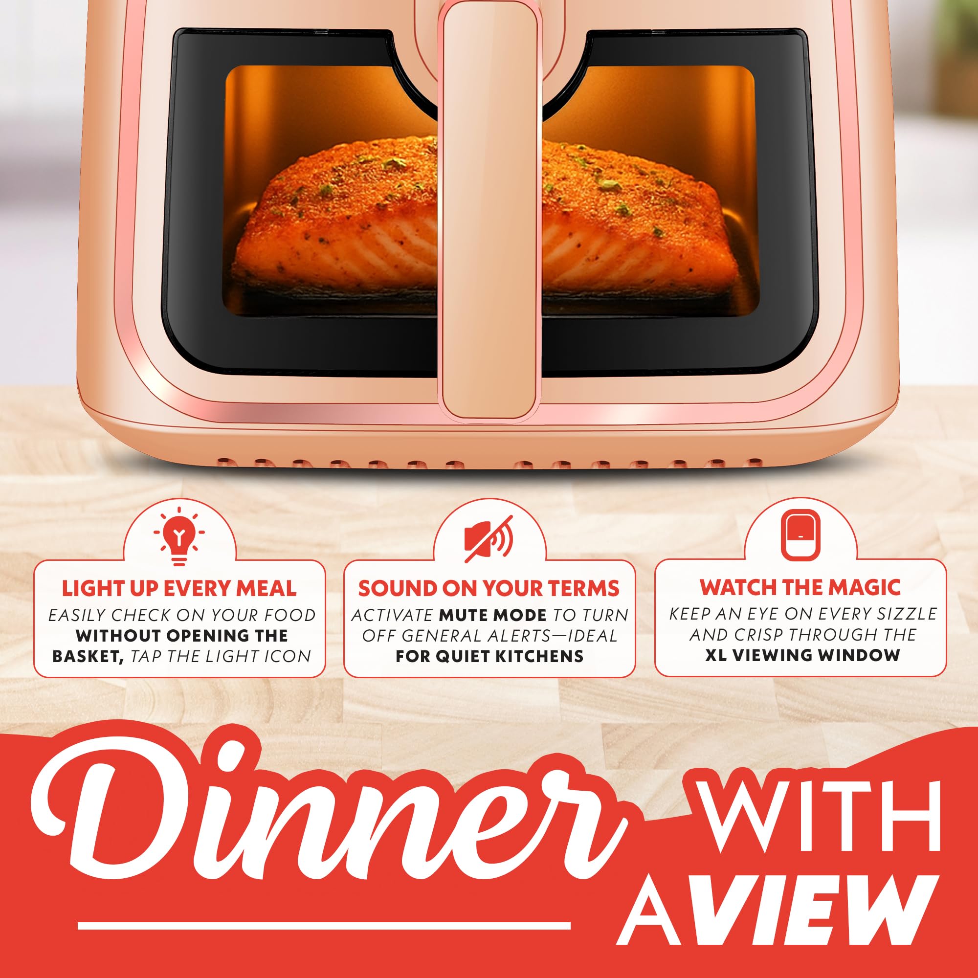 Gourmia 8 Qt Air Fryer, 8 Presets with Digital Display, FryForce 360° Technology, Easy View Window & Interior Light, Dishwasher Safe Basket, Green