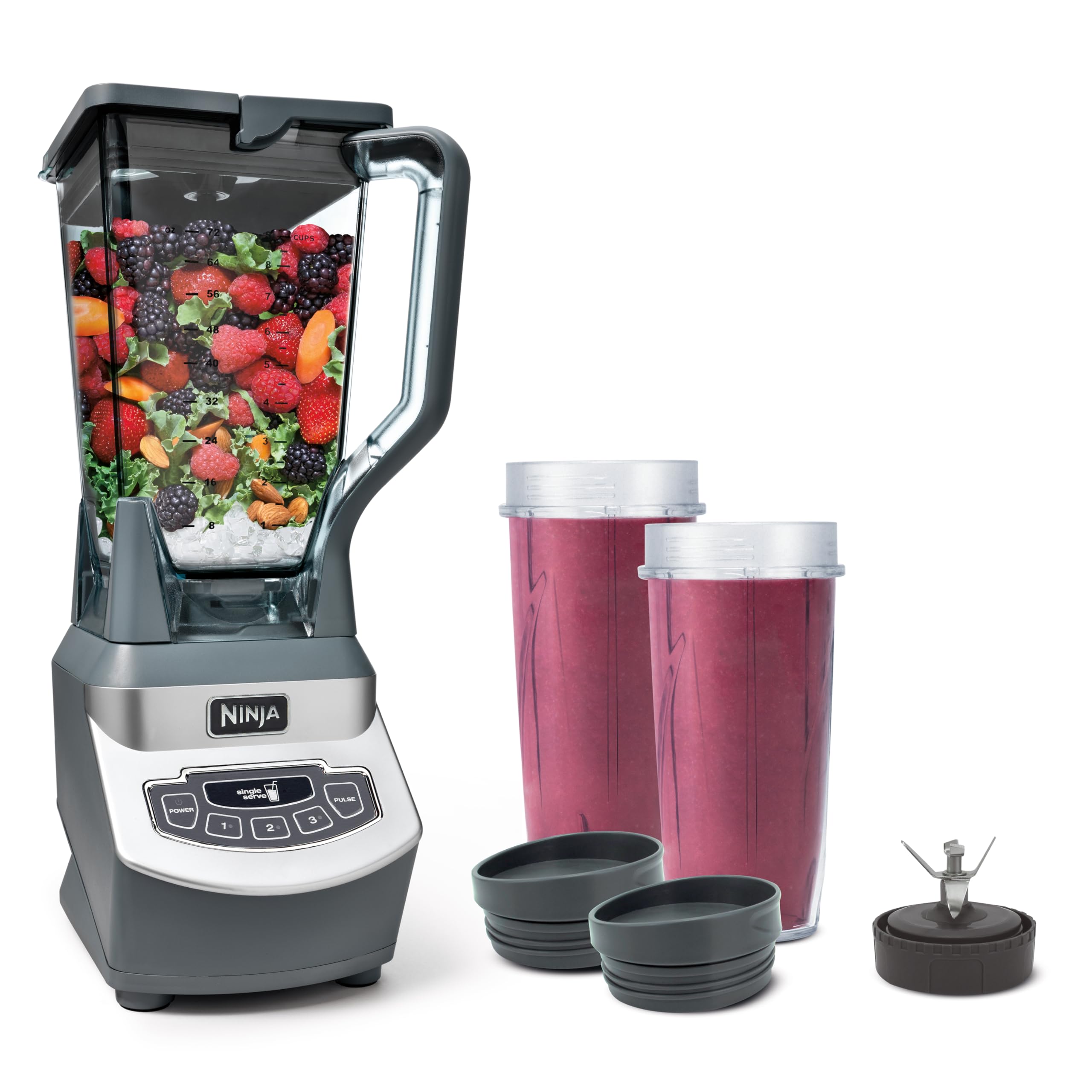 Ninja Kitchen System | All-in-One Food Processor & Blender for Smoothies | Includes Pitcher, (2) 16 oz. To-Go Cups & 8-Cup Bowl | Makes Salsa, Dough, Shakes, & Frozen Drinks | 1500W | Black | BL770