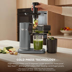 Ninja NeverClog Cold Press Juicer | Powerful Electric Slow Masticating Juicer with Pulp Control | XL Capacity | 24 oz. Juice Jug & 36 oz. Pulp Container | Dishwasher Safe | Navy | 150W | JC151NV