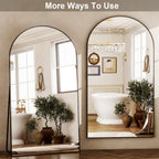 HARRITPURE 64"x21" Arched Full Length Mirror Floor Mirrors with Aluminum Alloy Frame Free-Standing Wall Mounted or Leaning Large Bedroom Dressing Mirror Modern & Contemporary Decor for Home,Black