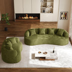131" Oversized Sectional Sofa for Living Room, Modern Luxury Plush Chenille 4-Seater Extra Deep & Wide Seat Curved Cloud Couch with 4 Throw Pillows, No Assembly Needed, Light Brown