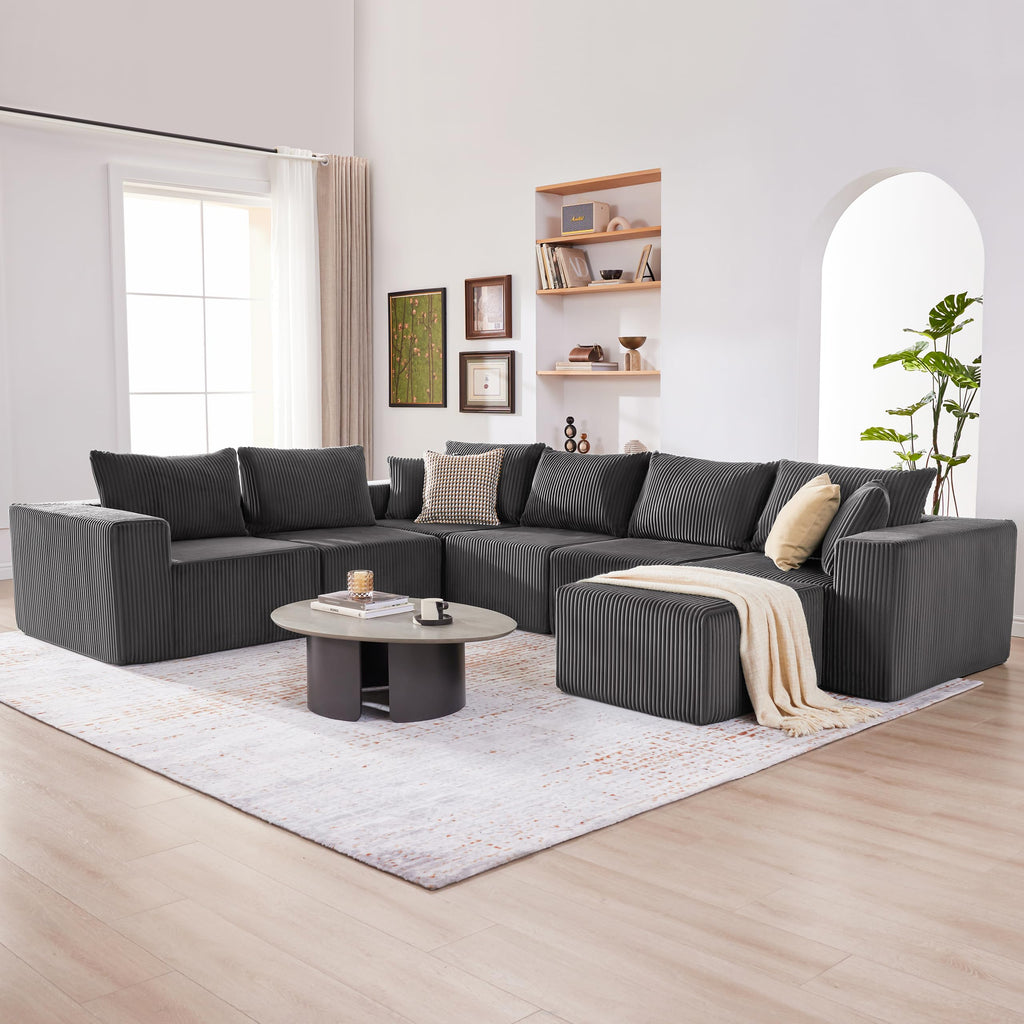 108” Modular Sectional Sofa, Cloud Sectional Couch with Deep Seat, Modern Modular L-Shape Sofa Couch with Chaise,Upholstered Boneless Couches for Living Room Bedroom (Beige, Left Facing Chaise)