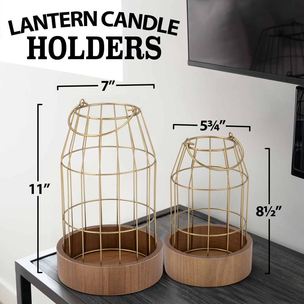 Rustic Farmhouse Lantern Decor Set of 2 - Stylish Decorative Lanterns for Your Living Room, Patio & Porch or Kitchen Dining Table - Modern Indoor/Outdoor Coffee Table Decor for Your Entire Home