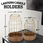 Rustic Farmhouse Lantern Decor Set of 2 - Stylish Decorative Lanterns for Your Living Room, Patio & Porch or Kitchen Dining Table - Modern Indoor/Outdoor Coffee Table Decor for Your Entire Home