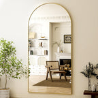 HARRITPURE 64"x21" Arched Full Length Mirror Floor Mirrors with Aluminum Alloy Frame Free-Standing Wall Mounted or Leaning Large Bedroom Dressing Mirror Modern & Contemporary Decor for Home,Black