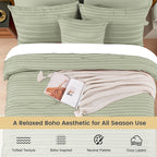 NEXHOME PRO Tufted Boho Comforter Set King, 8 Piece Bed in a Bag, Ultra Soft Brushed Microfiber All-in-One Bedding, Lightweight All Season Comforter, Machine Washable, Sage Green