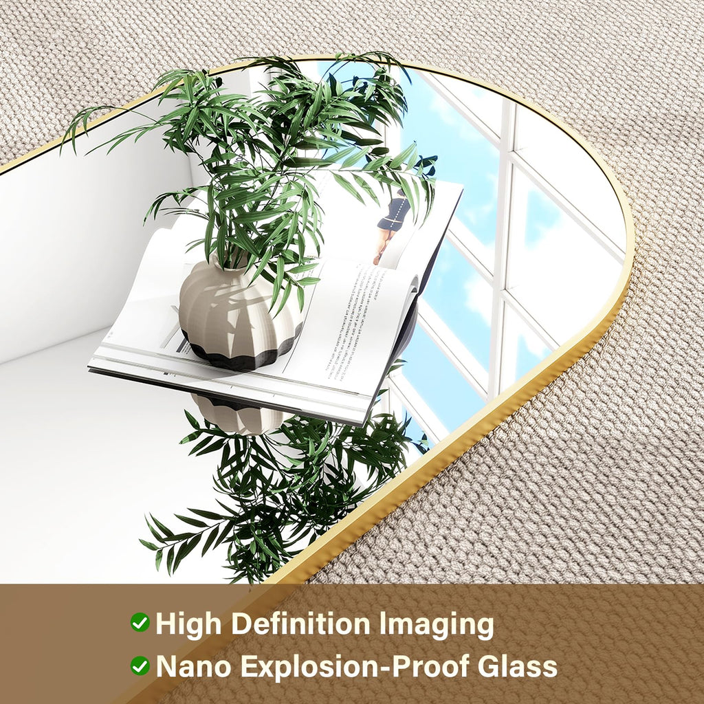 HARRITPURE 64"x21" Arched Full Length Mirror Floor Mirrors with Aluminum Alloy Frame Free-Standing Wall Mounted or Leaning Large Bedroom Dressing Mirror Modern & Contemporary Decor for Home,Black
