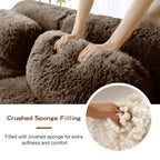 98.4-Inch Oversized Boneless Cloud Couches Deep Seat Foam Sofa Couch with 2 Round Toss Pillows, Luxury Corduroy Upholstered 3 Seat Tufted Loveseat, Cloud Sofa in a Box