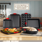 Country Kitchen Nonstick Stackable Bakeware Set - Durable, Easy Release Baking Set- 22 Pc. Includes Silicone Muffin Cups