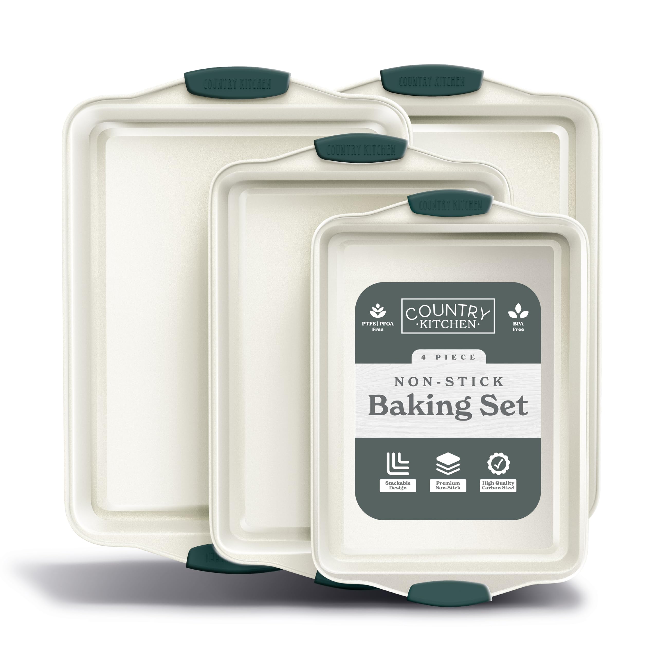 Country Kitchen Nonstick Stackable Bakeware Set - Durable, Easy Release Baking Set- 22 Pc. Includes Silicone Muffin Cups