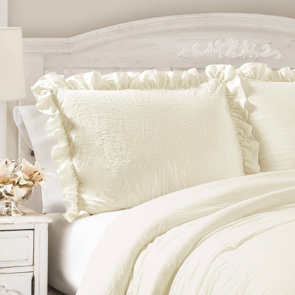 Lush Decor Reyna Ruffle Comforter Set - 3 Piece Cozy Ruffled Bedding Set - Timeless Elegance and Comfort for Bedroom - King, Gray
