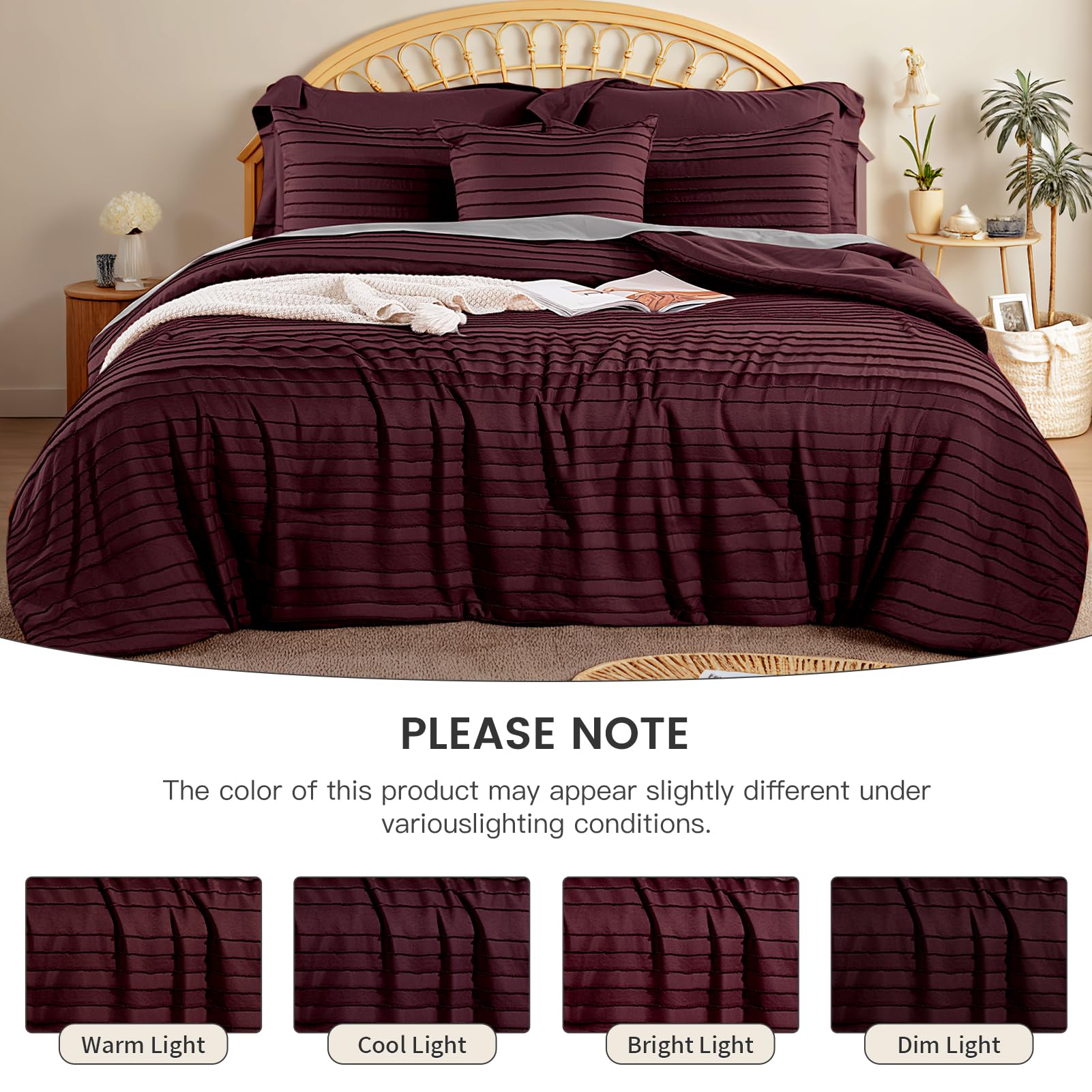 NEXHOME PRO Tufted Boho Comforter Set King, 8 Piece Bed in a Bag, Ultra Soft Brushed Microfiber All-in-One Bedding, Lightweight All Season Comforter, Machine Washable, Sage Green