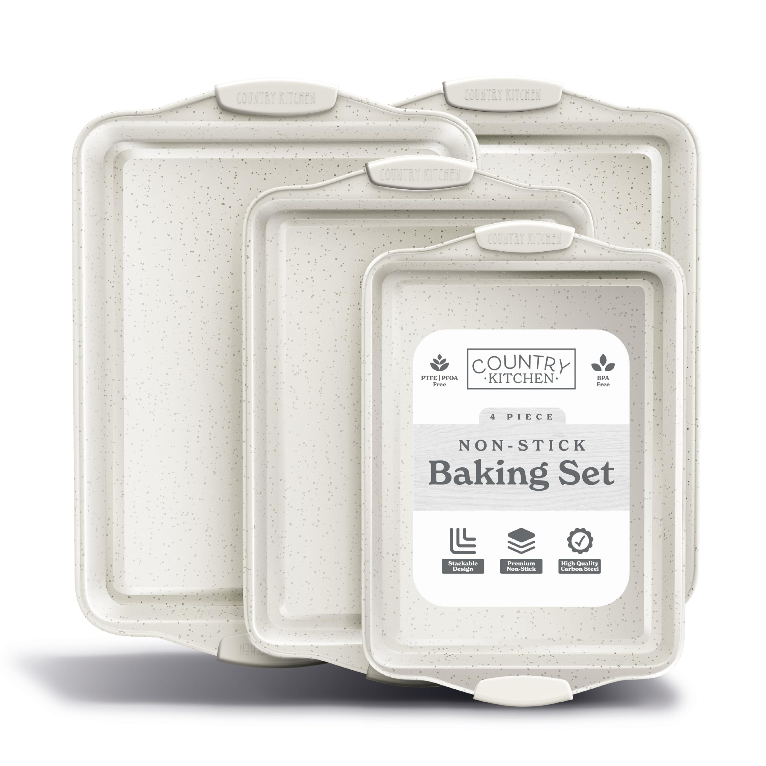 Country Kitchen Nonstick Stackable Bakeware Set - Durable, Easy Release Baking Set- 22 Pc. Includes Silicone Muffin Cups