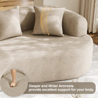 131" Oversized Sectional Sofa for Living Room, Modern Luxury Plush Chenille 4-Seater Extra Deep & Wide Seat Curved Cloud Couch with 4 Throw Pillows, No Assembly Needed, Light Brown