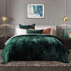 RECYCO Luxury Velvet Quilt Set King Size, Lightweight Velvet Comforter Set, Oversized Bedspread Coverlet Quilted Bedding Set, with 2 Matching Pillow Shams, for All Season, Navy Blue