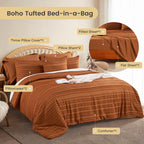 NEXHOME PRO Tufted Boho Comforter Set King, 8 Piece Bed in a Bag, Ultra Soft Brushed Microfiber All-in-One Bedding, Lightweight All Season Comforter, Machine Washable, Sage Green