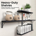BAYKA Floating Shelves for Bedroom Decor, Wall Shelves for Storage, Wall Mounted Rustic Wood Floating Shelf for Books,Corner Shelf for Bathroom,Kitchen,Living Room(Black and Gold，Set of 4)