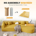 126" Curved Modular Sectional Sofa, Modern Boneless Couches for Living Room,No Assembly Required Cloud Couch,Brown Corduroy Fabric,1 PCS