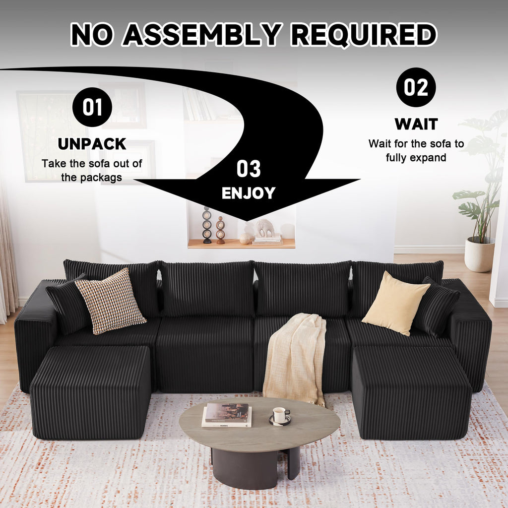 108” Modular Sectional Sofa, Cloud Sectional Couch with Deep Seat, Modern Modular L-Shape Sofa Couch with Chaise,Upholstered Boneless Couches for Living Room Bedroom (Beige, Left Facing Chaise)
