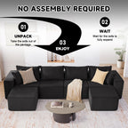108” Modular Sectional Sofa, Cloud Sectional Couch with Deep Seat, Modern Modular L-Shape Sofa Couch with Chaise,Upholstered Boneless Couches for Living Room Bedroom (Beige, Left Facing Chaise)