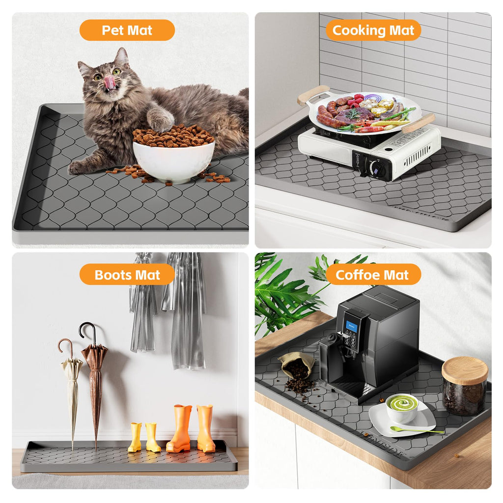Winisok Silicone Under Sink Mat 34" x 22", kitchen Essentials and Gadgets, Shelf liner and Cabinet Protector, Home Organizers and Storage, Waterproof Bathroom Tray