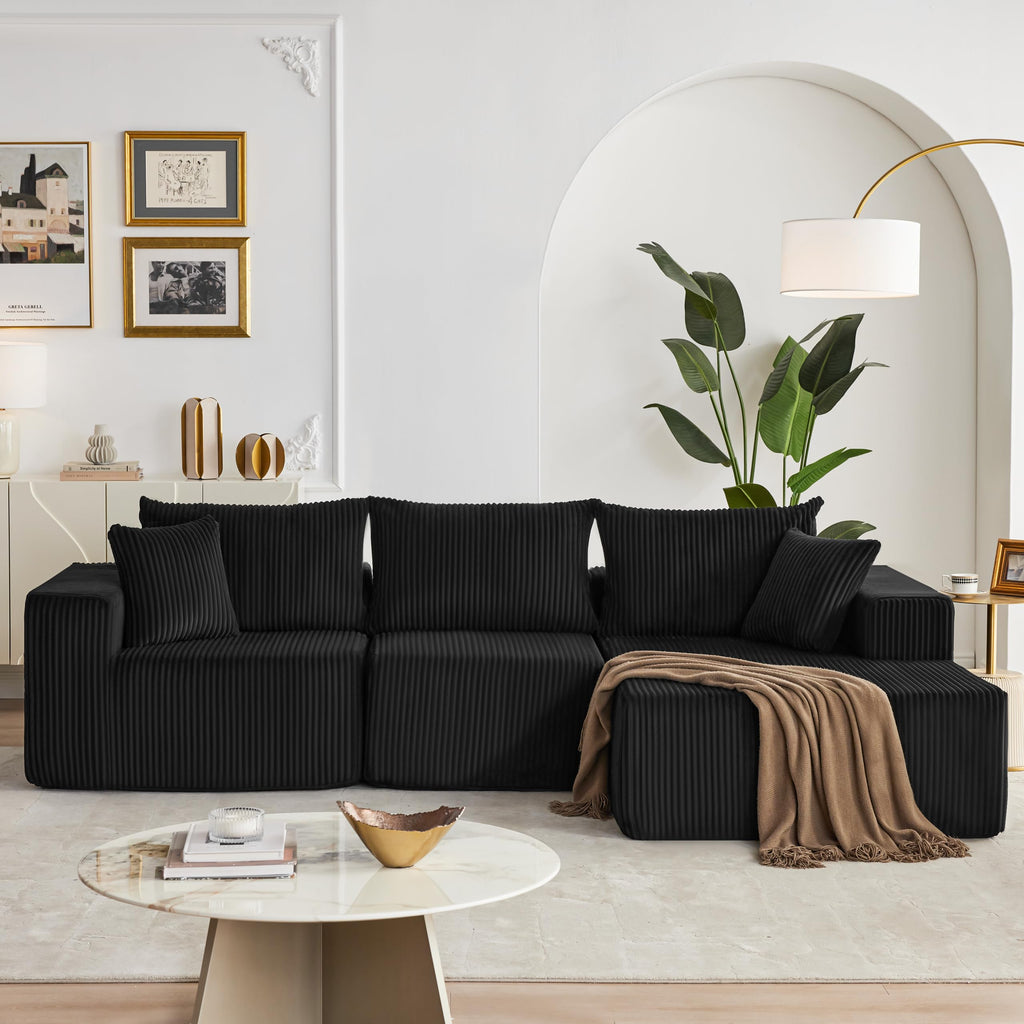 108” Modular Sectional Sofa, Cloud Sectional Couch with Deep Seat, Modern Modular L-Shape Sofa Couch with Chaise,Upholstered Boneless Couches for Living Room Bedroom (Beige, Left Facing Chaise)