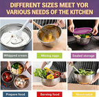 Mixing Bowls with Airtight Lids Set, 26PCS Stainless Steel Khaki Bowls with Grater Attachments, Non-Slip Bottoms & Kitchen Gadgets Set, Size 7, 4, 2.5, 2.0,1.5, 1QT, Great for Mixing & Serving