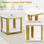 Luxury Gold Square Glass End Table, 19.7" Modern Side Table with Stainless Steel Irregular Leg Clear Tempered Glass Tabletop, Accent Furniture for Living Room, Clear