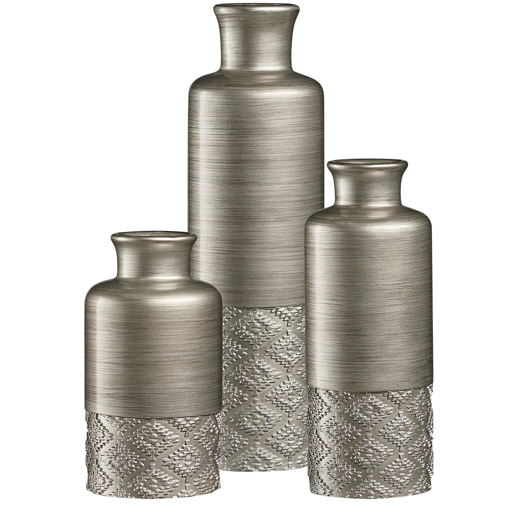 Creative Scents Dublin Brown Vases - Set of 3 Vases - Table Centerpieces for Dining Room, Kitchen Décor, Home Decor for Your Living Room, Dining Room, Bedroom, Office, Entry Table or Shelf Decor
