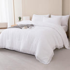 Andency King Size Comforter Set with Sheets Light Pink - 7 Pieces Bed in a Bag Boho Soft Lightweight Bedding Sets, Tassel Bed Set with Comforter, Sheets, Pillowcases & Shams