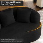 131" Oversized Sectional Sofa for Living Room, Modern Luxury Plush Chenille 4-Seater Extra Deep & Wide Seat Curved Cloud Couch with 4 Throw Pillows, No Assembly Needed, Light Brown
