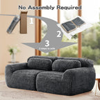 98.4-Inch Oversized Boneless Cloud Couches Deep Seat Foam Sofa Couch with 2 Round Toss Pillows, Luxury Corduroy Upholstered 3 Seat Tufted Loveseat, Cloud Sofa in a Box
