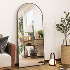 HARRITPURE 64"x21" Arched Full Length Mirror Floor Mirrors with Aluminum Alloy Frame Free-Standing Wall Mounted or Leaning Large Bedroom Dressing Mirror Modern & Contemporary Decor for Home,Black