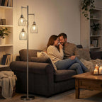 Dimmable Floor Lamp, Industrial Floor Lamps for Living Room, Gold Tree Lamp Standing Lamp Tall Lamps with 3 Elegant Teardrop Cage Head & 800 Lumens LED Bulbs for Living room Bedroom Office Dining Room