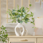 Zormon White Vases for Decor, Heart Shaped Ceramic Vase Set of 2, Nordic Heart Shaped Vases, Minimalist Decorative Vase for Table Centerpiece Wedding Dining Living Room Office House Decoration