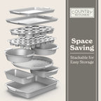 Country Kitchen Nonstick Stackable Bakeware Set - Durable, Easy Release Baking Set- 22 Pc. Includes Silicone Muffin Cups