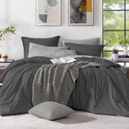 Monbix Queen Comforter Set - 7 Pieces Cationic Dyeing Autumn Leaf Bed in a Bag Queen Bedding Sets with Comforter, Sheets, Pillowcases & Shams, Reversible Bedding Comforters Sets