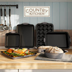 Country Kitchen Nonstick Stackable Bakeware Set - Durable, Easy Release Baking Set- 22 Pc. Includes Silicone Muffin Cups