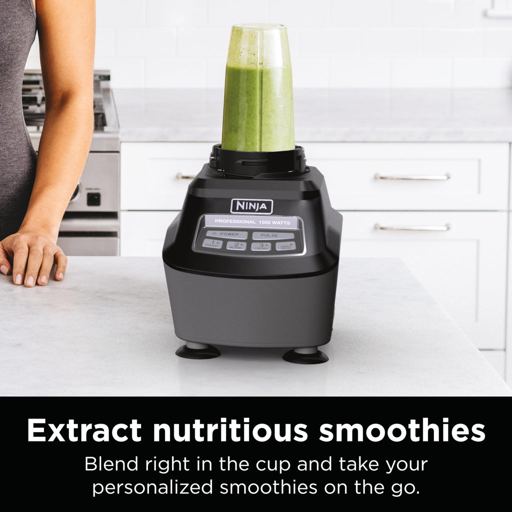 Ninja Kitchen System | All-in-One Food Processor & Blender for Smoothies | Includes Pitcher, (2) 16 oz. To-Go Cups & 8-Cup Bowl | Makes Salsa, Dough, Shakes, & Frozen Drinks | 1500W | Black | BL770