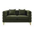 mikibama Modern Teddy Sectional Sofa, 81 Inch Oversized Sofa Couch, Luxury 3 Seater Deep Couch with 3 Pillows and Gold Metal Legs for Living Room, Bedroom, Apartment (Black)