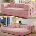 78.8" Convertible Futon Sofa Bed,Corduroy Futon Couch with Storage Pocket,Folding Pull Out Sofa,No Assembly Boneless Couch for Living Room | Pink