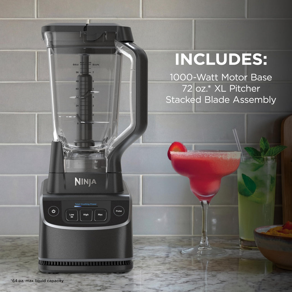 Ninja Professional Blender 2.0 | Smoothie Maker, Drink Mixer, Grinder, Ice Crusher | Total Crushing Technology, Auto-iQ Program, 1200W Power, XL 72-oz. Pitcher | Dark Grey | BR201AMZ