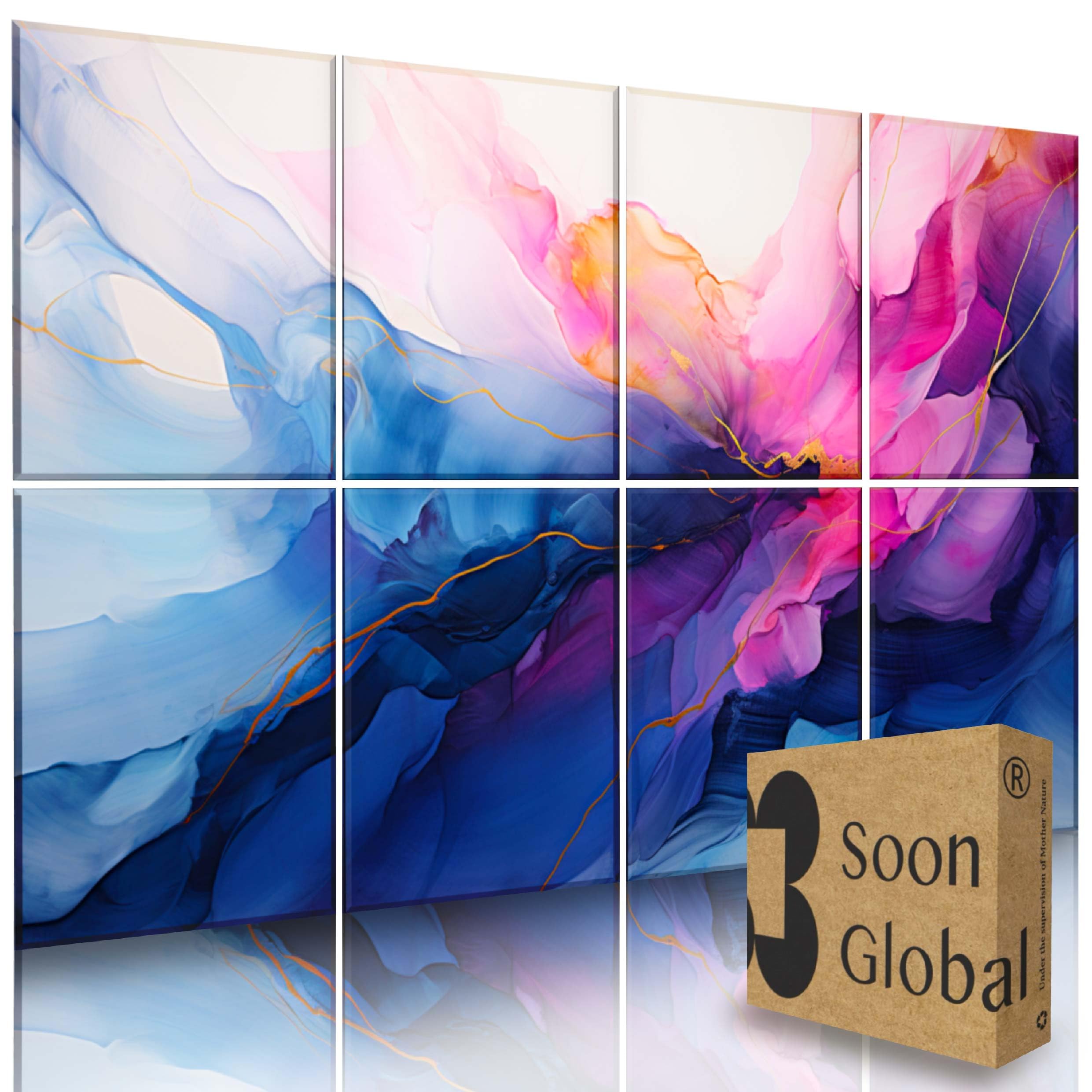 Soon Global Acoustical Wall Panels, 6-Piece 23.62 X 23.62 Inches Art Acoustic Panels, Decorative Acoustic Panels, Acoustic Wall Panels, Sound Absorbing Wall Art, Arcadian Vortex