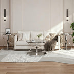 32" Tempered Glass Round Coffee Table Modern Gold Frame Ring Base Single-Layer Circle Living Room Center Tables