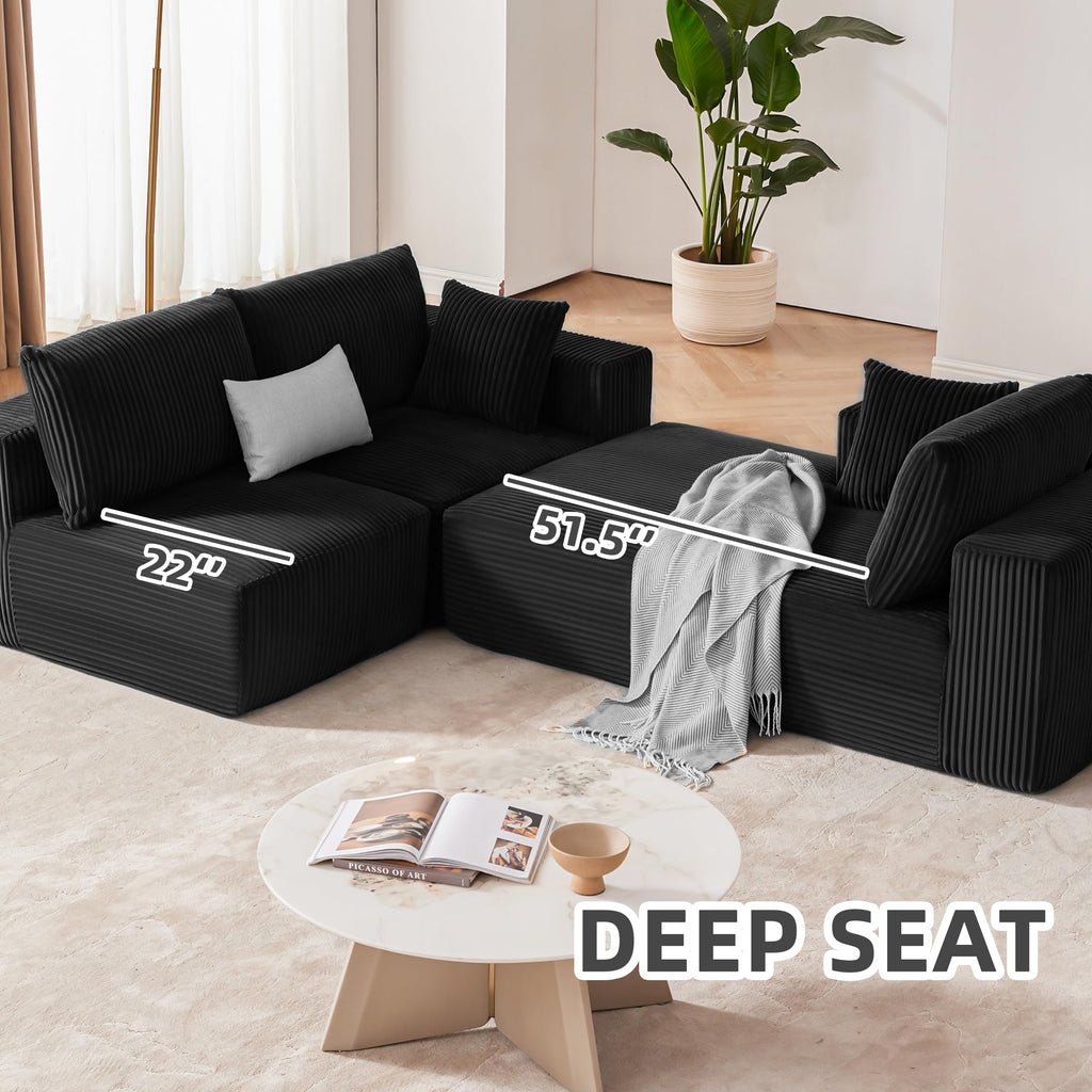108” Modular Sectional Sofa, Cloud Sectional Couch with Deep Seat, Modern Modular L-Shape Sofa Couch with Chaise,Upholstered Boneless Couches for Living Room Bedroom (Beige, Left Facing Chaise)
