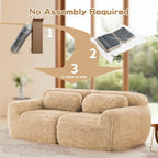 98.4-Inch Oversized Boneless Cloud Couches Deep Seat Foam Sofa Couch with 2 Round Toss Pillows, Luxury Corduroy Upholstered 3 Seat Tufted Loveseat, Cloud Sofa in a Box