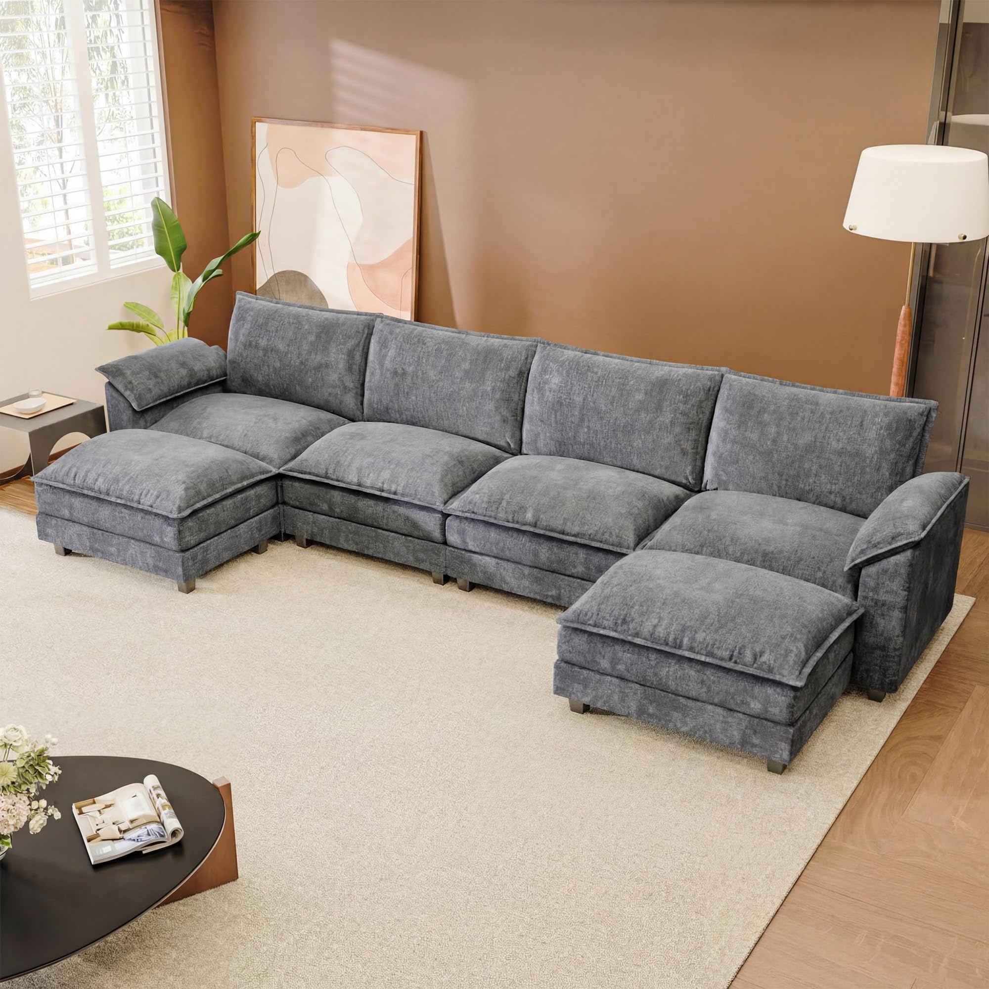 JUMMICO 40" Chaise Lounge Chair for Single Comfy Upholstered Deep Seat Reading Arm Chair Clould Couch for Living Room, Apartment Office, Small Spaces (Dark Blue-3, Single Sofa)