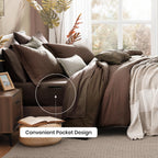 Monbix Queen Comforter Set - 7 Pieces Cationic Dyeing Autumn Leaf Bed in a Bag Queen Bedding Sets with Comforter, Sheets, Pillowcases & Shams, Reversible Bedding Comforters Sets