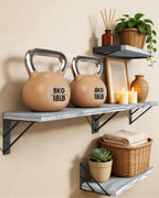 BAYKA Floating Shelves for Bedroom Decor, Wall Shelves for Storage, Wall Mounted Rustic Wood Floating Shelf for Books,Corner Shelf for Bathroom,Kitchen,Living Room(Black and Gold，Set of 4)