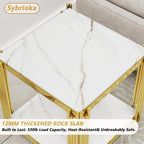 Luxury Gold Square Glass End Table, 19.7" Modern Side Table with Stainless Steel Irregular Leg Clear Tempered Glass Tabletop, Accent Furniture for Living Room, Clear